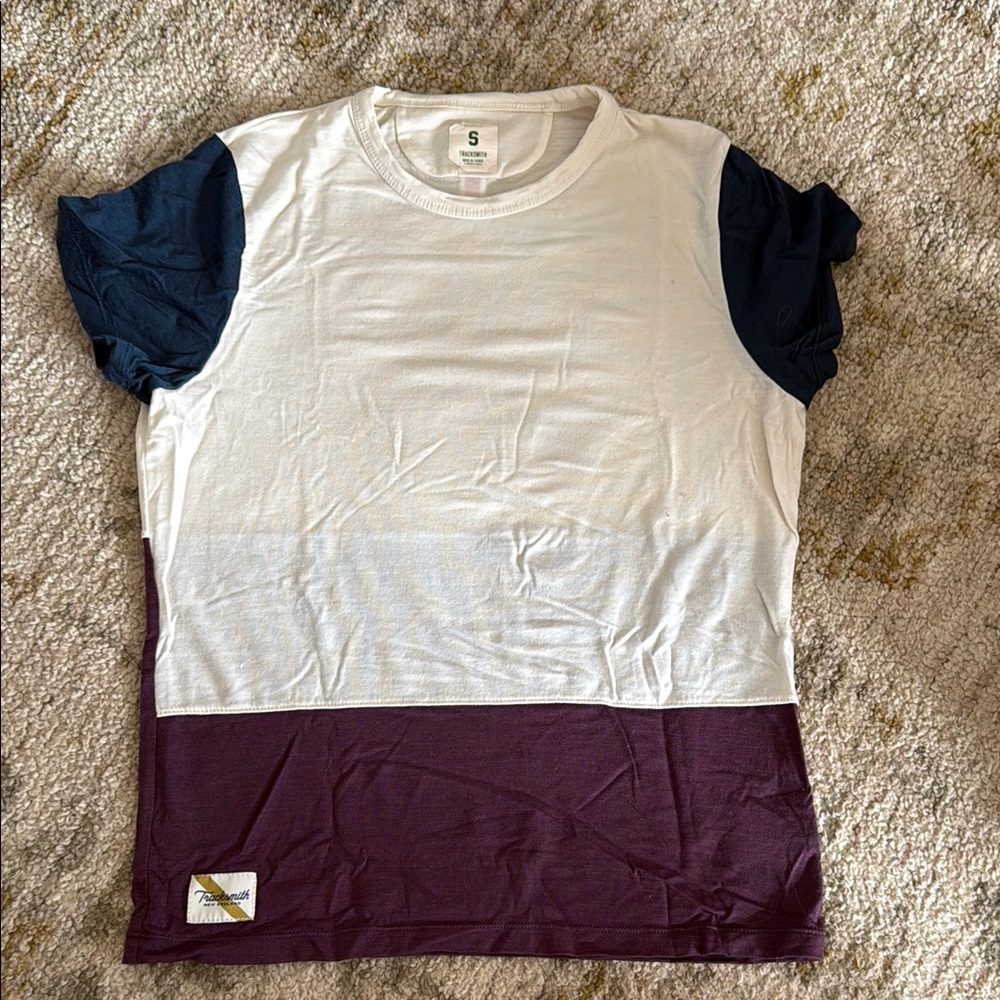 Colorblock T-Shirt with Navy and Burgundy Accents